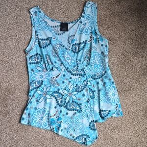 A.L.C. Blue Asymmetrical Wrap Tank Top
